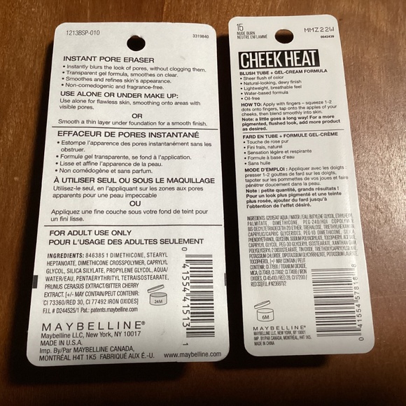 Maybelline Baby Skin Instant Pore Eraser 010 & Cheek Heat Gel-Cream Blush 15 - Picture 7 of 7